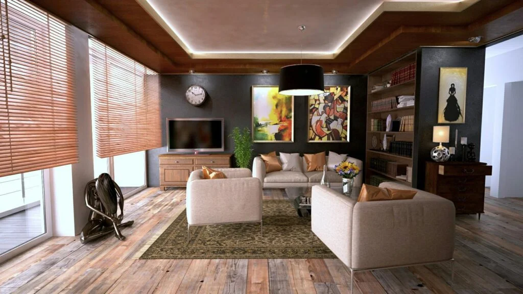 الرئيسية 1 - 1 Inviting living room interior featuring modern design with cozy furnishings and stylish decor.